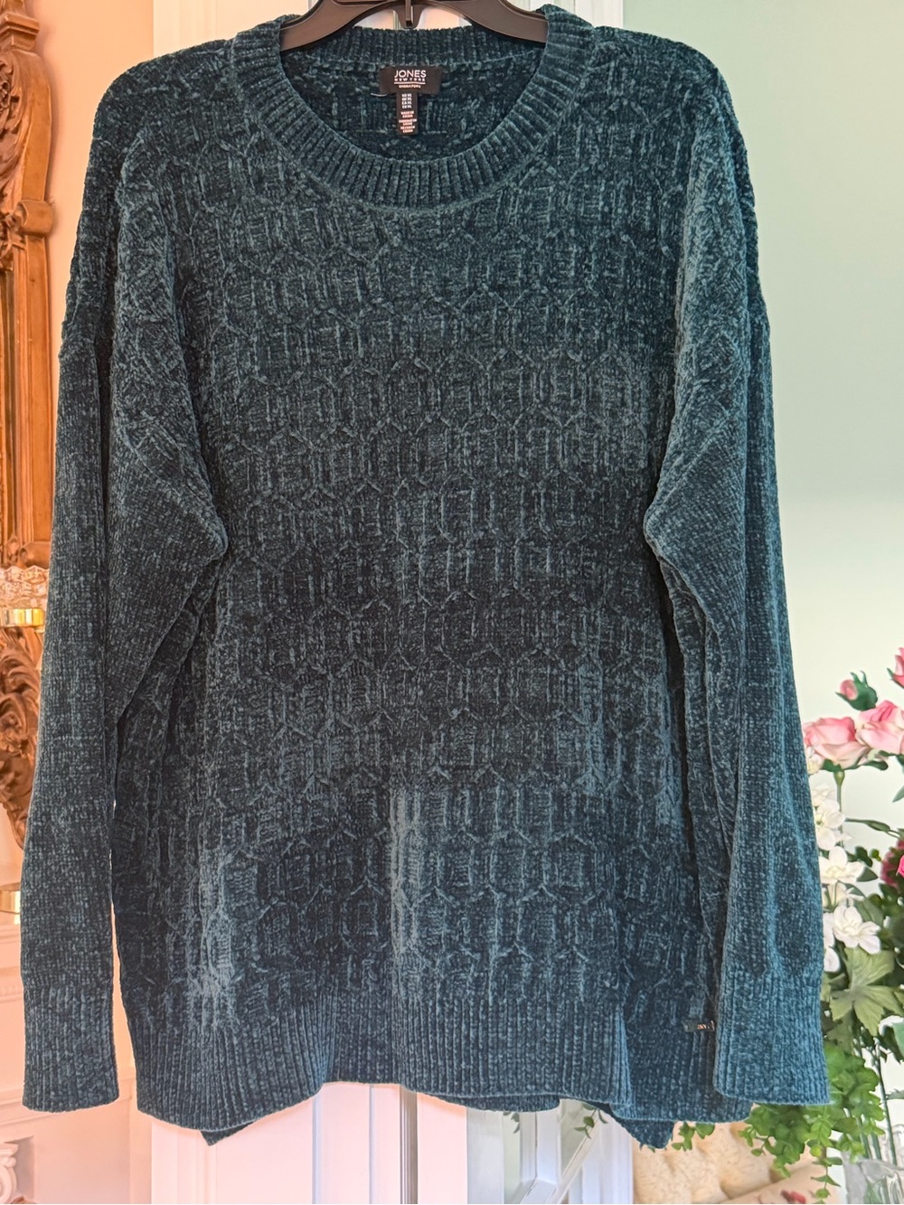 Jones New York Teal Textured Crewneck Sweater, size XL